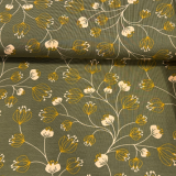 Baumwolljersey florales Muster auf waldgrünen Untergrund