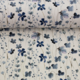 Mia - Rippjersey - Blüten und Zweige - naturweiß/rauchblau