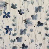 Mia - Rippjersey - Blüten und Zweige - naturweiß/rauchblau