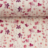 Mia - Rippjersey - Blüten und Zweige - naturweiß/erika