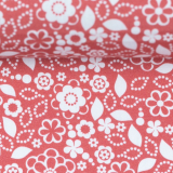 60cm Zuschnitt - Kim Baumwolle rot mit Blumenwiese