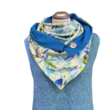 Dreieckstuch mit Aquarellmalerei und blauer Rückseite