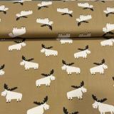 Baumwolljersey Elche auf warmen braun