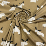 Baumwolljersey Elche auf warmen braun