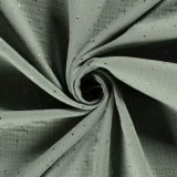 Musselin altgrün mit goldenen Punkten