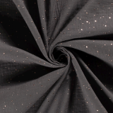 Musselin dunkelgrau mit goldenen Punkten