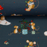 SWAFING • Baumwolljersey • Mäuse, Weihnachten, jeansblau - Lathi SWAFING • Baumwolljersey • Mäuse, Weihnachten, jeansblau - Lathi