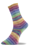 Woolly Hugs Weltrekord Sockenwolle Fb. 01 - pink/gelb/grün/blau