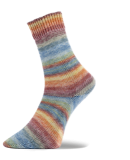 Woolly Hugs Weltrekord Sockenwolle Fb. 02 - gelb/orange/hellblau