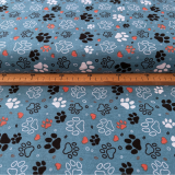 S&W • Deko Druck Loneta Hunde Tatzen •  blau