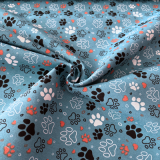 S&W • Deko Druck Loneta Hunde Tatzen •  blau