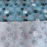 S&W • Deko Druck Loneta Hunde Tatzen •  blau