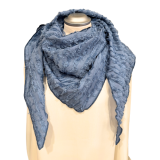 leichtes Dreieckstuch blau mit Fransen