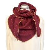 Musselintuch bordeaux mit Goldpunkten Musselintuch bordeaux mit Goldpunkten