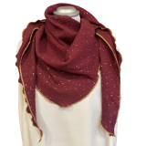 Musselintuch bordeaux mit Goldpunkten Musselintuch bordeaux mit Goldpunkten
