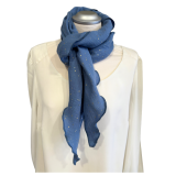 Musselintuch jeansblau mit Goldpunkten - Halstuch für Damen