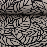 Padura - Viskose-Leinen-Stoff - Blätter in schwarz/beige Padura - Viskose-Leinen-Stoff - Blätter in schwarz/beige