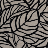 Padura - Viskose-Leinen-Stoff - Blätter in schwarz/beige