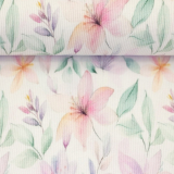 Rippjersey - Hermine -Lilien - natur/bunt