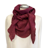 Musselintuch bordeaux mit goldenen Punkten - Sommertuch für Damen