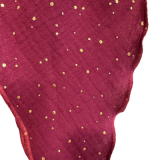Musselintuch bordeaux mit goldenen Punkten - Sommertuch für Damen