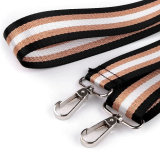 Taschengurt mit Karabinern, Breite 3,8 cm -  schwarz/gold mit silbernen Karabiner