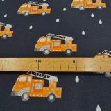 Baumwolljersey Feuerwehr auf Nachtblau Baumwolljersey Feuerwehr auf Nachtblau