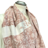 Jacquard Jersey Loopschal in rosa mit weißen Blumen -  Loop für Damen