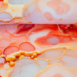 French Terry Flowing Bloom by Sarah Mariam – Liquid Apricot/Koralle