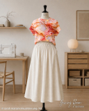 French Terry Flowing Bloom by Sarah Mariam – Liquid Apricot/Koralle
