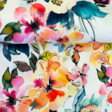 Baumwolljersey Lena  – bunte Blumen auf hellem Grund - von Swafing | Meterware