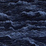 Baumwolljersey Ocean Waves by Thorsten Berger – Wellen auf Dunkelblau - von Swafing | Meterware