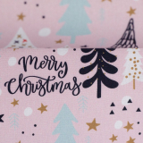 Noel Baumwolle - Tannenbäume rosa