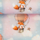 Swafing • French Terry - Little Fox and Friends - Fuchs im Heißluftballon - pastell/türkis
