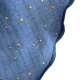Musselintuch jeansblau mit Goldpunkten - Halstuch für Damen