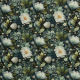Flowing Bloom - Blüten, Blätter, ecru/khaki/dunkelgrau by Sarah Mariam Martindale >60.000, **wasserabweisend**