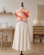 French Terry Flowing Bloom by Sarah Mariam – Liquid Apricot/Koralle