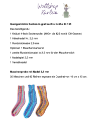 Anleitung Papierform - quergestrickte Socken Gr. 34/35
