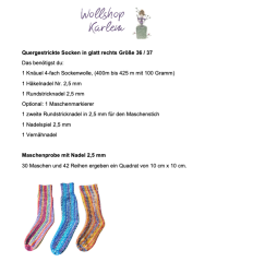 Anleitung Papierform - quergestrickte Socken Gr. 36/37