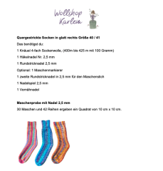 Anleitung Papierform - quergestrickte Socken Gr. 40/41
