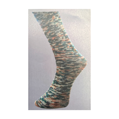 Ferner Lungauer Sockenwolle 4-fach Fb. 506 - dunkelgrün/blau/orange/weiß