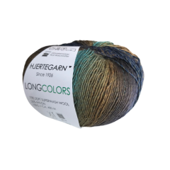 Hjertegarn - Sockenwolle Longcolors (Fb.22 - blau/ocker/dunkelgrün)