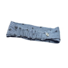 Musselinstirnband blau mit kleinen Steublümchen Gr. M