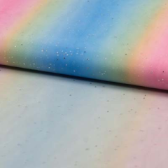 Soft Tüll - Regenbogen Streifen mit Glitzer