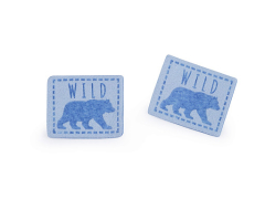 Etikett Bär blau aus Kunstleder