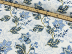 Baumwolljersey - jeansblaue Blüten