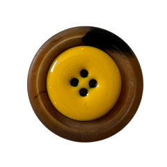 Kunststoffknopf 25mm 4 Loch braun, gelb
