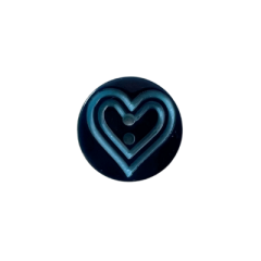 Kunststoffknopf 15mm 2 Loch blaues Herz
