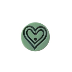 Kunststoffknopf 15mm 2 Loch grünes Herz