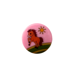Kunststoffknopf 15mm Öse Pferd rosa